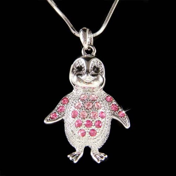 Swarovski Kristall Rosa Baby Pinguin Halskette Antarktis Süße Tier Mädchen Schmuck Weihnachten 18. 20. 25. 30. 35. 40. 45 Geburtstagsgeschenk von Kashuen