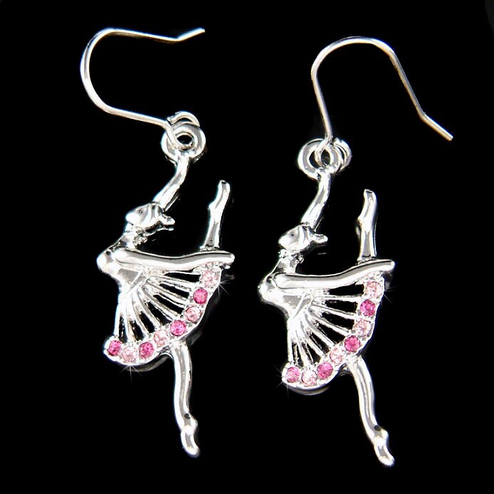 Swarovski Kristall Rosa Ballerina Der Nussknacker Ballett-Tänzer Tanz Mädchen Ohrringe Schmuck Weihnachtsgeschenk Neu Schwanensee Liebhaber von Kashuen