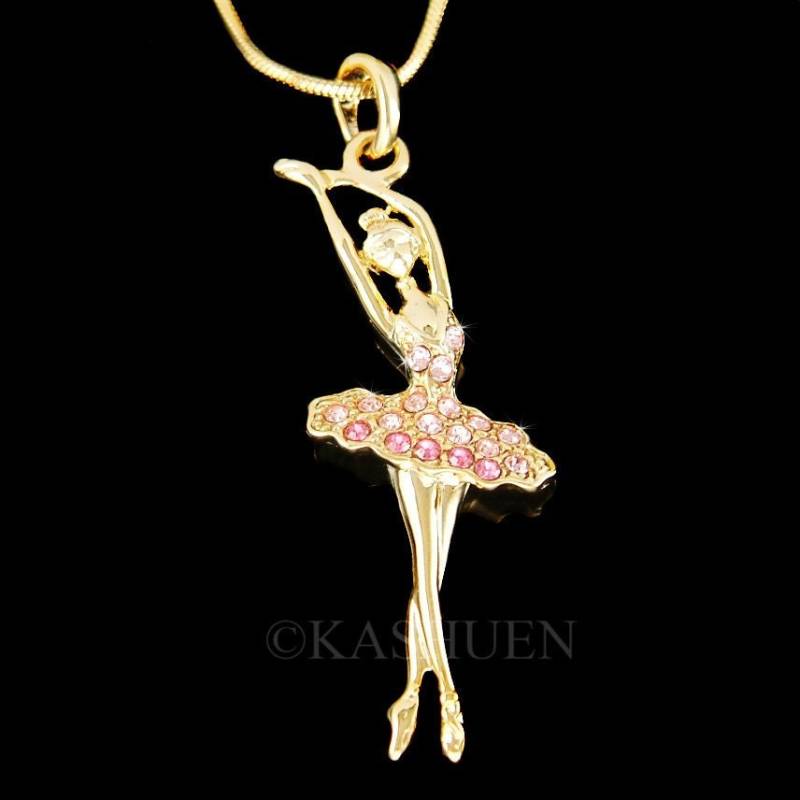 Swarovski Kristall Rosa Ballerina Halskette Ballett Tanz Mädchen Tänzer Tanzen Schmuck Weihnachten 14 15 16 18 20 25 28 Geburtstag Geschenk von Kashuen