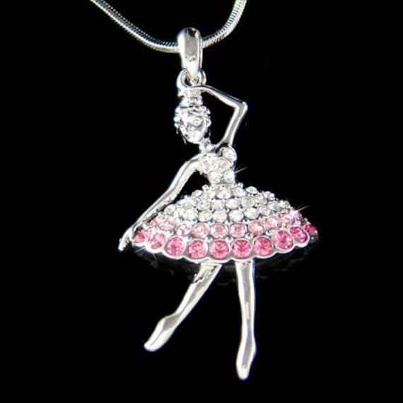 Swarovski Kristall Rosa Ballerina Halskette Ballett Tanz Mädchen Tänzerin Tanzen Den Schwanensee Nussknacker Schmuck Weihnachten 16 18 von Kashuen