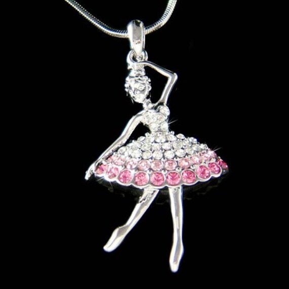 Swarovski Kristall Rosa Ballerina Halskette Ballett Tanz Mädchen Tänzerin Tanzen Der Schwanensee Nussknacker Schmuck Weihnachten 16 18. Geburtstag von Kashuen