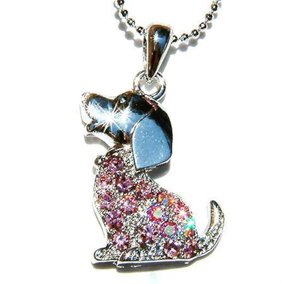 Swarovski Kristall Rosa Beagle Hündchen Haustier Charme Anhänger 18"Kette Halskette Schmuck Niedlich Weihnachten Bester Freund Mutter Geschenk Neu von Kashuen