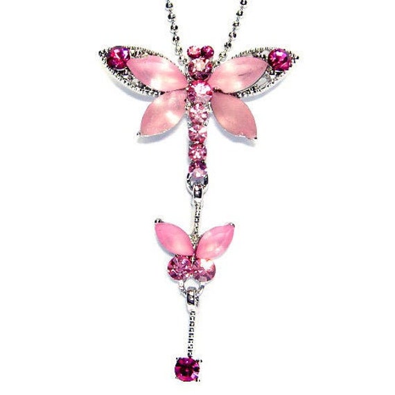 Swarovski Kristall Rosa Dragonfly Butterfly Prom Halskette Schmuck Weihnachten 15. 16. 17. 18. 19. 20. 30. 35. 40. Geburtstagsgeschenk von Kashuen