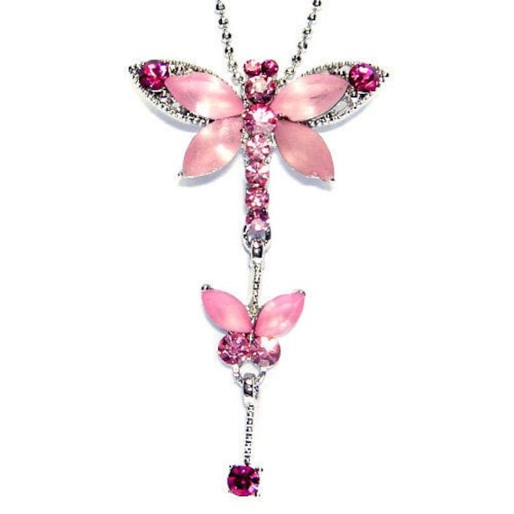Swarovski Kristall Rosa Dragonfly Butterfly Prom Halskette Schmuck Weihnachten 15. 16. 17. 18. 19. 20. 25. 30. 35. 40. Geburtstagsgeschenk von Kashuen