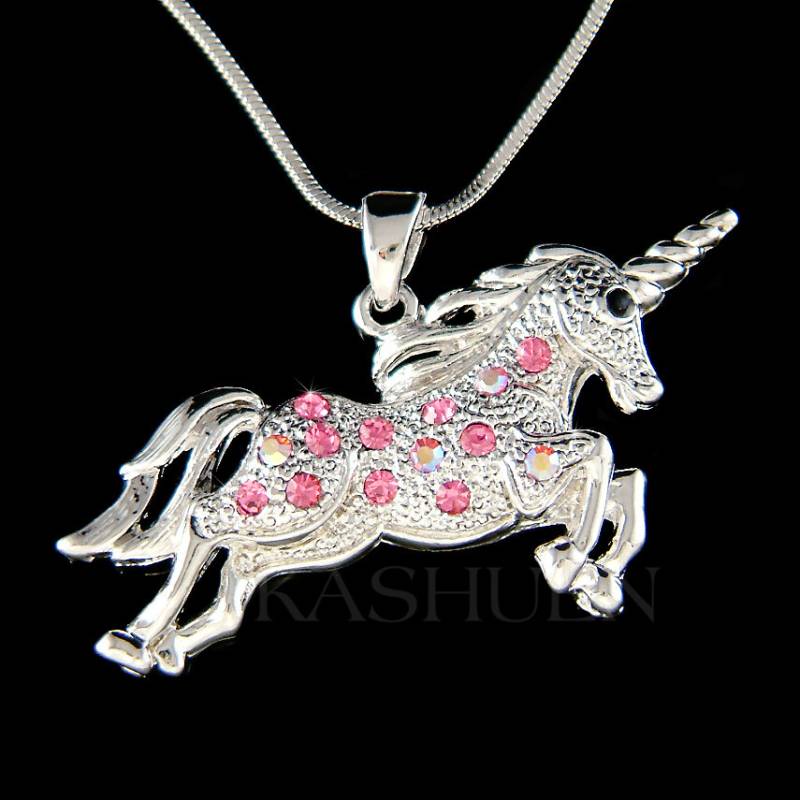 Swarovski Kristall Rosa Einhorn Halskette Fee Single Horn Magisch Magie Mädchen Schmuck Weihnachten 9 18 30 40 50 60 Geburtstag Geschenk Neu von Kashuen