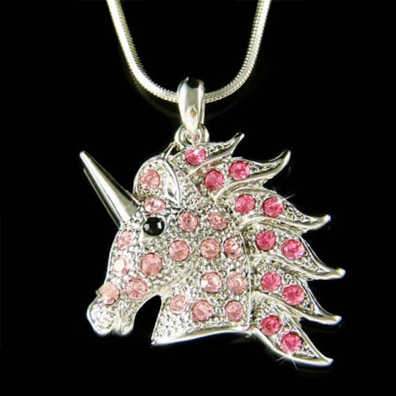 Swarovski Kristall Rosa Einhorn Halskette Märchen Horn Horse Pegasus Schmuck Weihnachten Besten Freund 15. 16. 18. 20. 30. Geburtstagsgeschenk von Kashuen