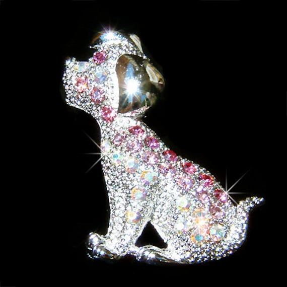 Swarovski Kristall Rosa Funkelnder Dalmatiner Welpe Hund Haustier Liebhaber Charme Pin Brosche Schmuck Muttertag Weihnachten Beste Freundin von Kashuen