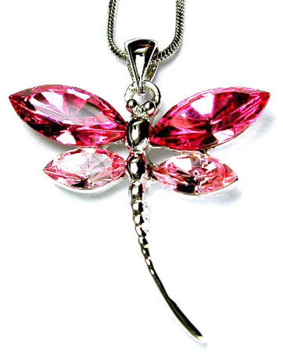 Swarovski Kristall Rosa Rose Libelle Halskette Braut Hochzeit Weihnachten Erinnerung Andenken Schmuck 50. 60. 70. 80. 90. 100. Geburtstagsgeschenk von Kashuen