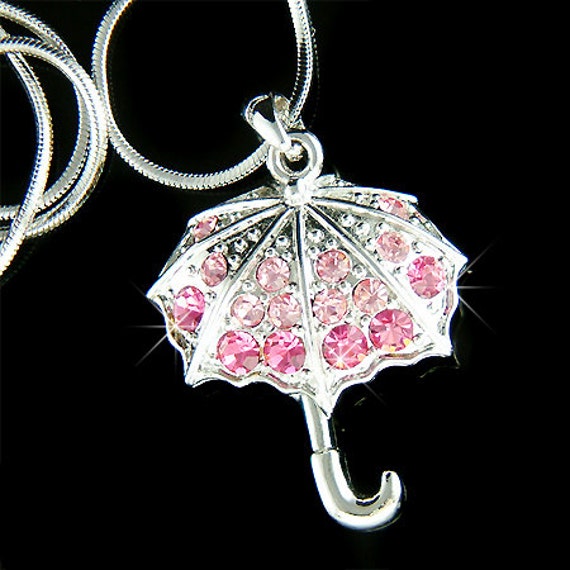 Swarovski Kristall Rosa Sommer Strand Umbrella Halskette Märchen Mary Poppins Schmuck Weihnachten Ruhestand 40.50.60.70 von Kashuen