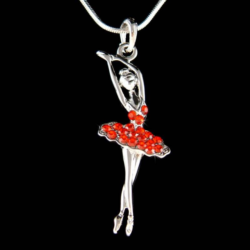Swarovski Kristall Rot Ballerina Halskette Ballett Tänzerin Tanzende Mädchen Schmuck Weihnachten 13 15 16 18 20 25 Geburtstag Geschenk von Kashuen