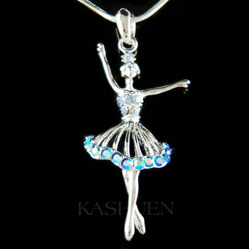 Swarovski Kristall Royal Blau Ballerina Ballett Tanz Mädchen Tänzer Tanzen Krone Der Nussknacker Halskette Weihnachten Geburtstag Bester Freund von Kashuen