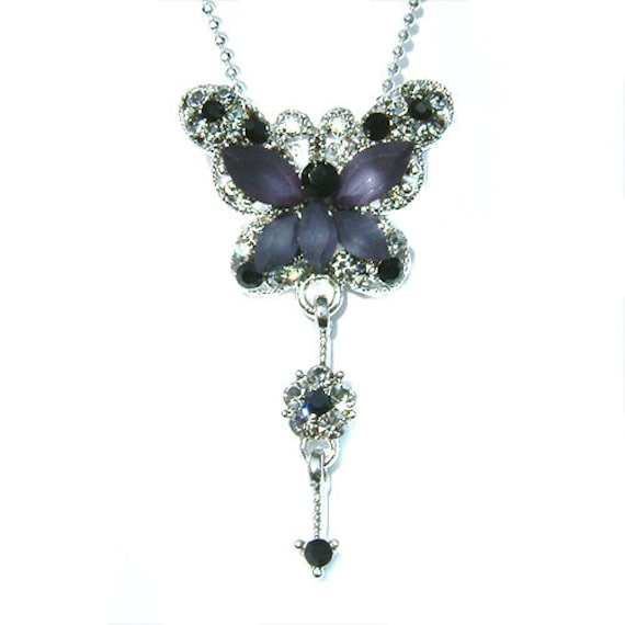 Swarovski Kristall Schwarz Schmetterling Braut Hochzeit Muttertag Geschenk Halskette Weihnachtsgeschenk Schmuck Beste Freunde von Kashuen