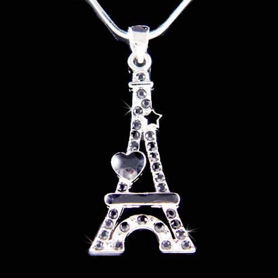 Swarovski Kristall Schwarz Eiffelturm Halskette Reise Paris Frankreich Flitterwochen Herz Stern Schmuck Weihnachten 40 50 Geburtstag Geschenk von Kashuen