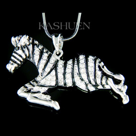 Swarovski Kristall Schwarz Und Weiß Zebra Halskette Tier Wildlife Charme Ehlers-Danlos-System/Endokrine Neuroendokrine Karzinoid-Bewusstsein von Kashuen