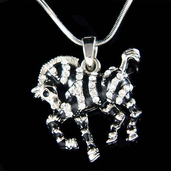 Schwarze Und Weiße Zebra-Halskette Mit Swarovski-Kristallen, Ehlers-Danlos-Syndrom/Endokrines Neuroendokrines Karzinoid-Bewusstsein von Kashuen