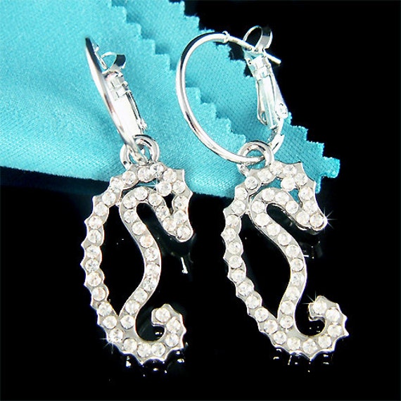 Swarovski Kristall Seepferdchen Ohrringe Ozean Marine Strand Hochzeit Tier Charm Schmuck Weihnachten 20.30.40.geburtstag Geschenk von Kashuen