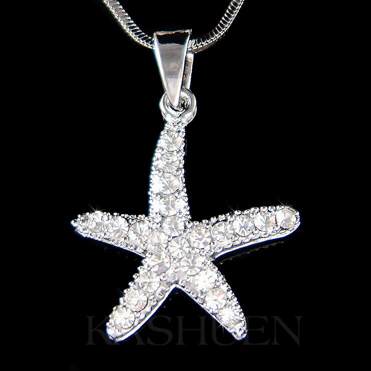 Swarovski Kristall Seestern Halskette Sea Stars Fisch Strand Braut Hochzeit Marine Schmuck Brautjungfer Weihnachten 20.30.40.50.geburtstagsgeschenk von Kashuen