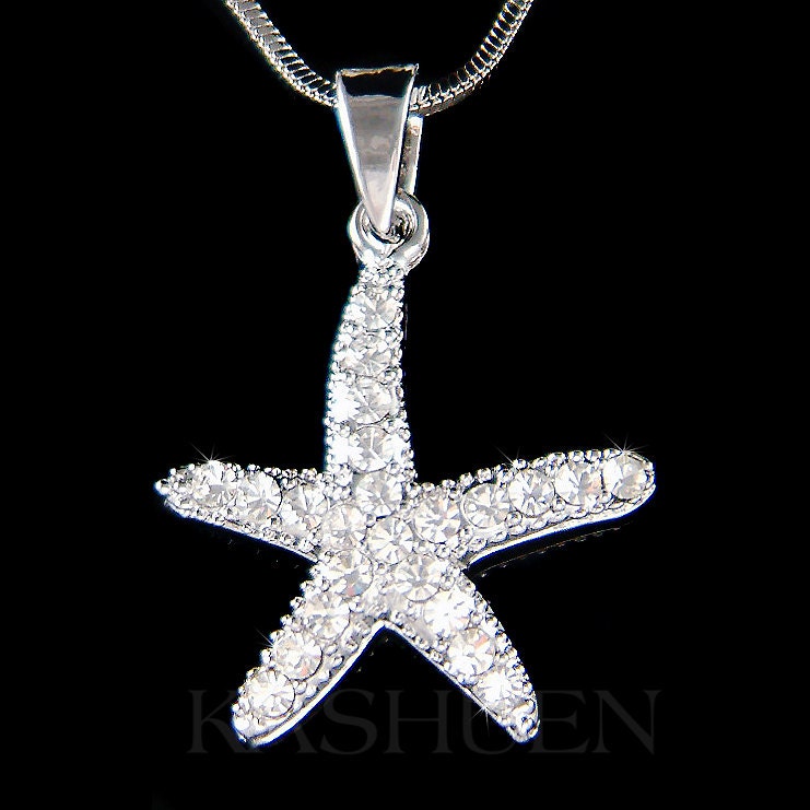 Swarovski Kristall Seestern Halskette Sea Stars Fisch Strand Braut Hochzeit Marine Schmuck Brautjungfer Weihnachten 20.30.40.50.geburtstagsgeschenk von Kashuen