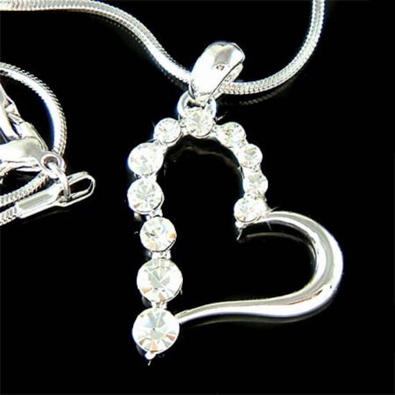 Swarovski Kristall Seitlich Herz Halskette Braut Hochzeit Liebe Schmuck Freund Liebhaber 20.25.30.35.40.45.50.55.geburtstag Geschenk New von Kashuen