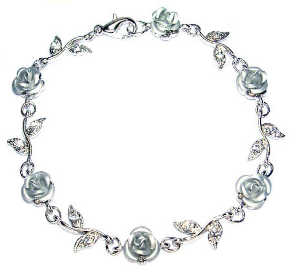 Swarovski Kristall Silber Rose Blume Kette Armband Weihnachten Bester Freund Braut Brautjungfer Hochzeit Blumen Schmuck Geburtstag von Kashuen