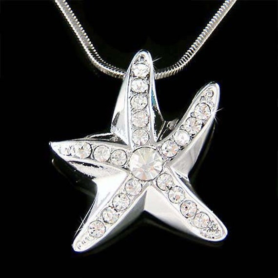 Swarovski Kristall Starfish Halskette Strand Hochzeit Meer Stern Fisch Braut Marine Schmuck Weihnachten 20. 25. 30. 35. 40. Geburtstagsgeschenk von Kashuen