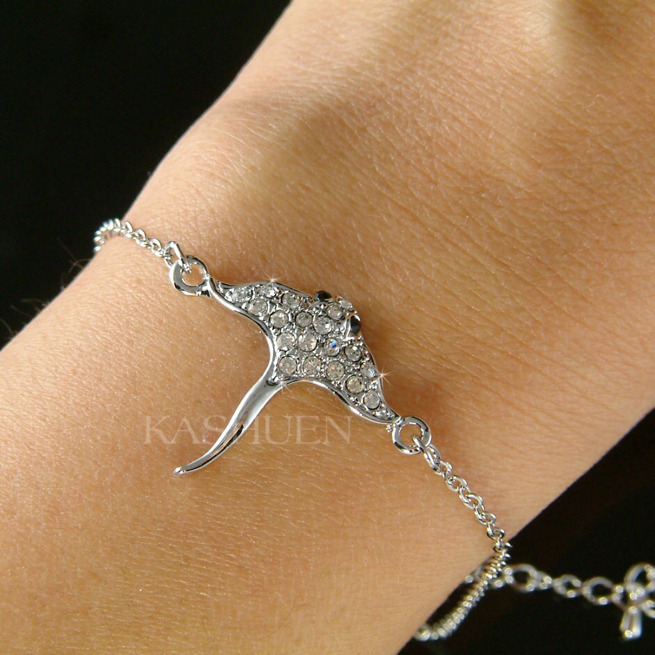 Swarovski Kristall Stingray Kettenarmband Marine Taucherschnorcheln Ozean Strand Hochzeit Meer Schmuck Team Weihnachten 20 30 40 Geburtstag Geschenk von Kashuen