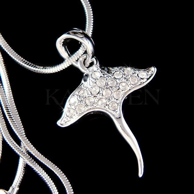 Swarovski Kristall Stingray Marine Taucherschnorcheln Ozean Strand Hochzeit Charm Anhänger Halskette Schmuck Beste Freunde Weihnachtsgeschenk von Kashuen