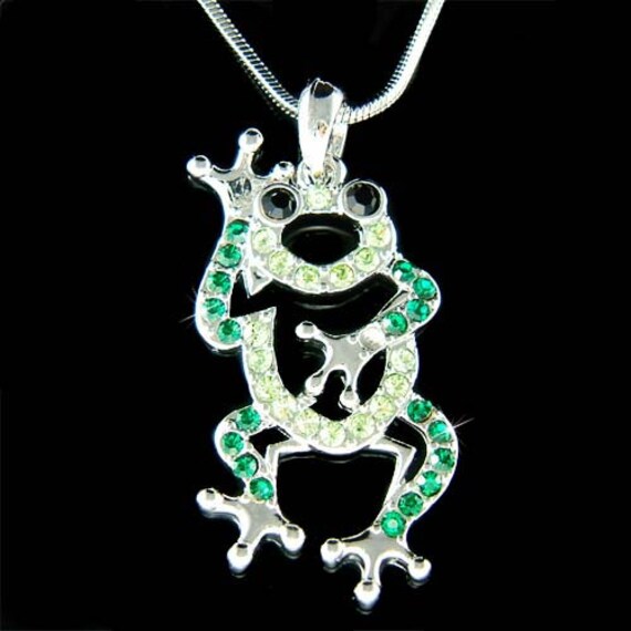 Swarovski Kristall Strass Grün Frosch Prinz Halskette Kröte Schmuck Weihnachten Bester Freund 30.40.50.60.70.80.geburtstag Geschenk Neu von Kashuen