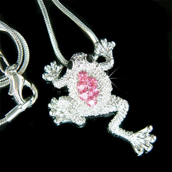 Swarovski Kristall Strass Niedliche Kröte Rosa Frosch Natur Prinz Charm Anhänger Halskette Mädchen Schmuck Weihnachten Beste Freundin Geschenk Neu von Kashuen