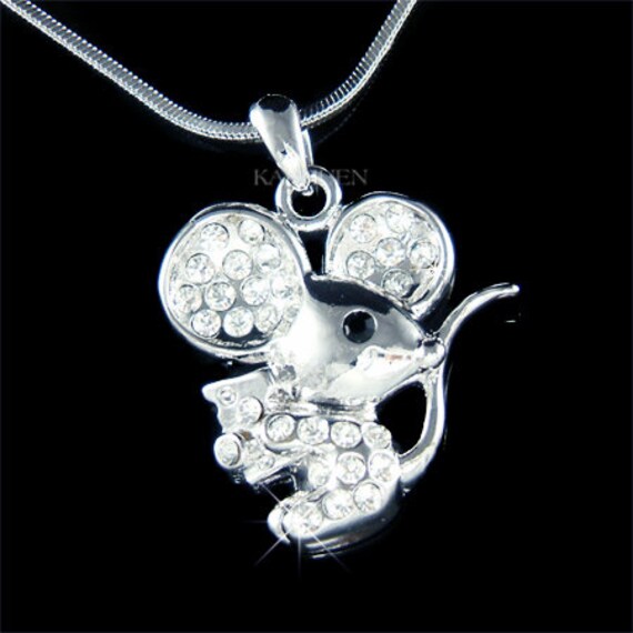 Swarovski Kristall Süße Kleine Mouse Käse Mädchen Charm Anhänger Halskette Weihnachten Beste Freundin Geschenk Neu von Kashuen