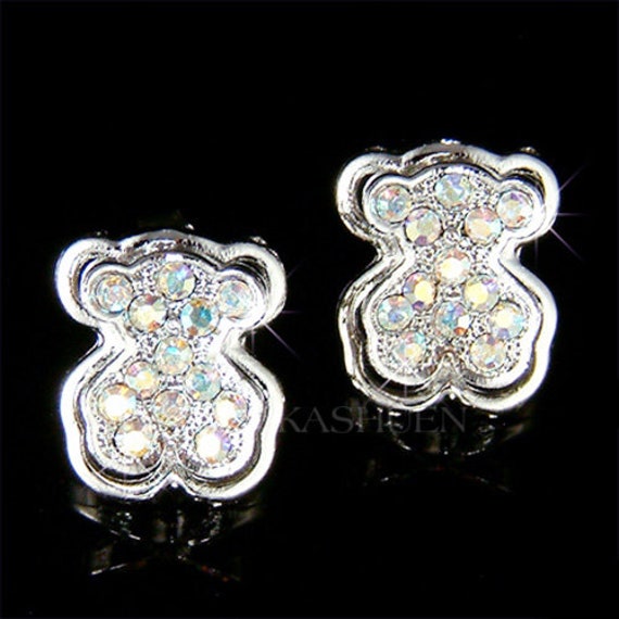 Swarovski Kristall Teddybär Ab 2-Schicht-Bolzen-Ohrringe Mädchen Schmuck Jugendliche Teenager Enkelin Frau Tochter Weihnachten Bester Freund Geschenk von Kashuen