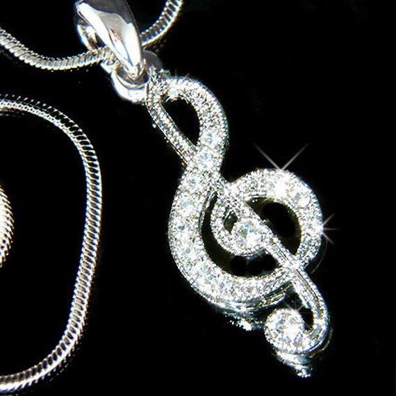 Swarovski Kristall Treble Clef Musik Note Halskette Violine Klavierspieler Schmuck Musiker 40. Geburtstag Weihnachtsgeschenke Armband Charm von Kashuen