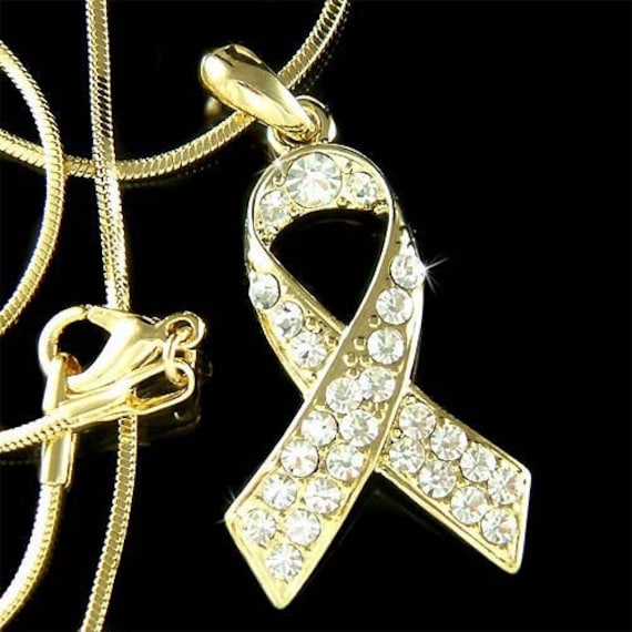 Swarovski Kristall Vergoldet Kindheit Krebs Endometriose Lung Cancer Awareness Halskette Weihnachten 50. 60. 70. 80 Geburtstag Geschenk von Kashuen