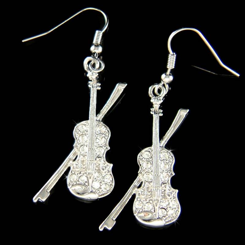 Swarovski Kristall Geige Viola Cello Charme Musik Musikinstrument Ohrringe Sterling Silber Schmuck Weihnachten Freunde Orchester Geschenk von Kashuen