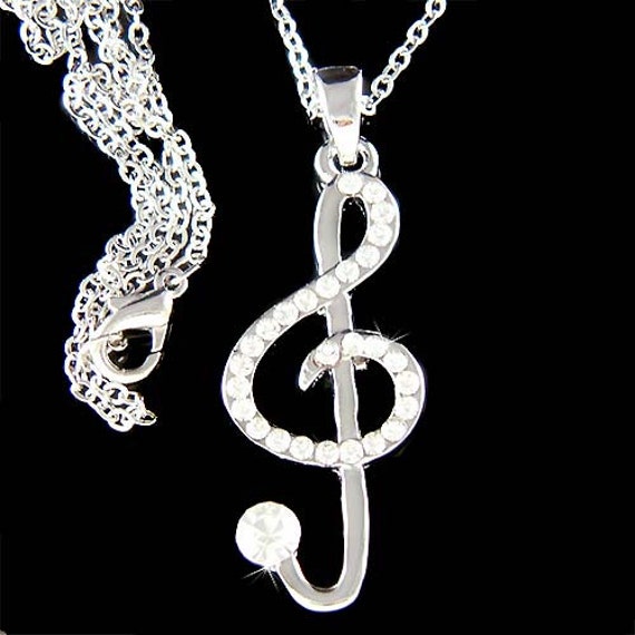 Swarovski Kristall Treble G Clef Liebe Musik Note Halskette Musiker Schmuck Weihnachten 15.16.18.20.25.30.geburtstag Geschenke Neu von Kashuen