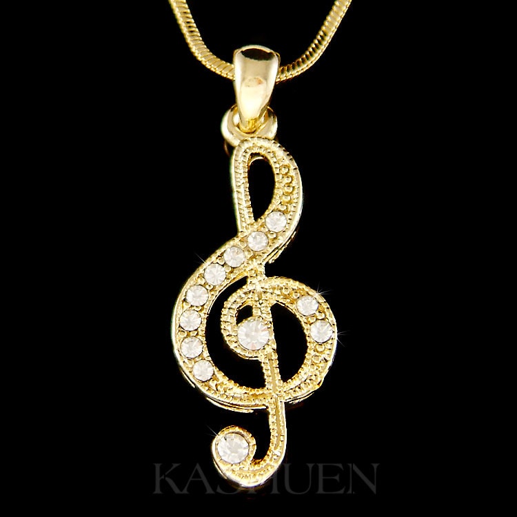 Swarovski Kristall Violinschlüssel Musik Musiknote Gold Halskette Schlüsselanhänger Schmuck Musiker Violine Klavier Weihnachten 20. 30. 40 von Kashuen