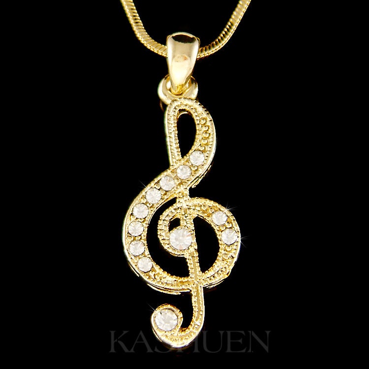 Swarovski Kristall Violinschlüssel Musik Musiknote Gold Halskette Schlüsselanhänger Schmuck Musiker Violine Klavier Weihnachten 20. 30. 40 von Kashuen
