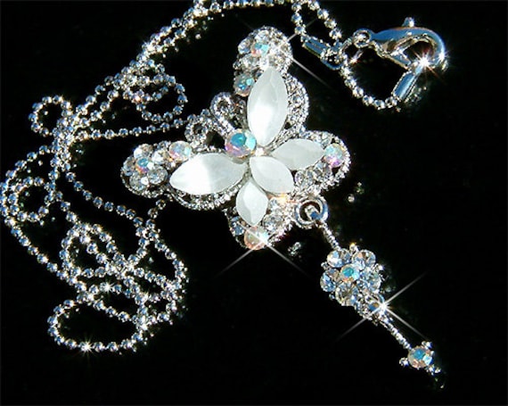 Swarovski Kristall Weiß Butterfly Braut Hochzeit Muttertag Geschenk Halskette Weihnachten Schmuck Beste Freunde 30. 35. 40. Geburtstagsgeschenk von Kashuen