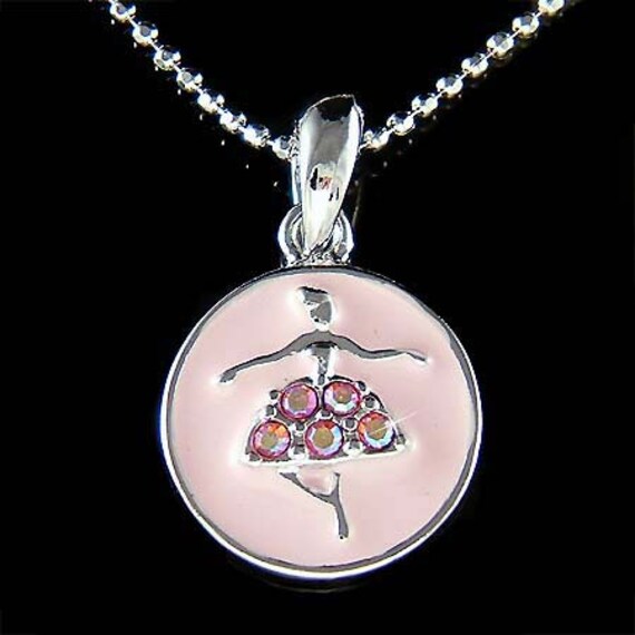 Swarovski Kristall Zierliche Runde Rosa Ballerina Halskette, Ballett-Tanz-Mädchen-Tänzer Schmuck, Tanzen Die Nussknacker-Weihnachtsgeschenke von Kashuen