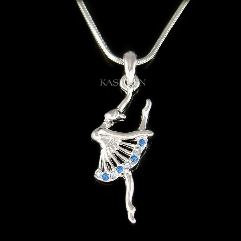 Swarovski Kristall Zierliche Tiny Blau Ballerina Halskette Schwanensee Ballett Tänzerin Schmuck Weihnachten 13 16 Geburtstagsgeschenke European von Kashuen