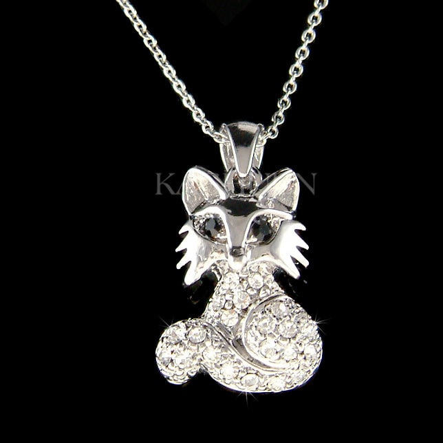 Weißer Fuchs Swarovski Kristall Halskette, Natur Tier Liebhaber Foxy Schmuck Bestie 35.40.45.geburtstags-Weihnachtsgeschenke von Kashuen