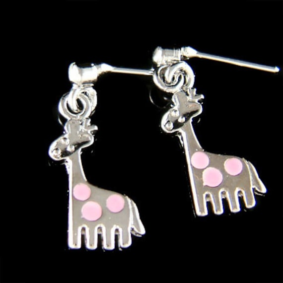 Zierliche Kleine Rosa Gepunktete Giraffen-Safari-Zoo-Tier-stäbchen-Ohrringe Für Mädchen, Weihnachten, 5., 6., 7., 8., 9., 10., 11. von Kashuen