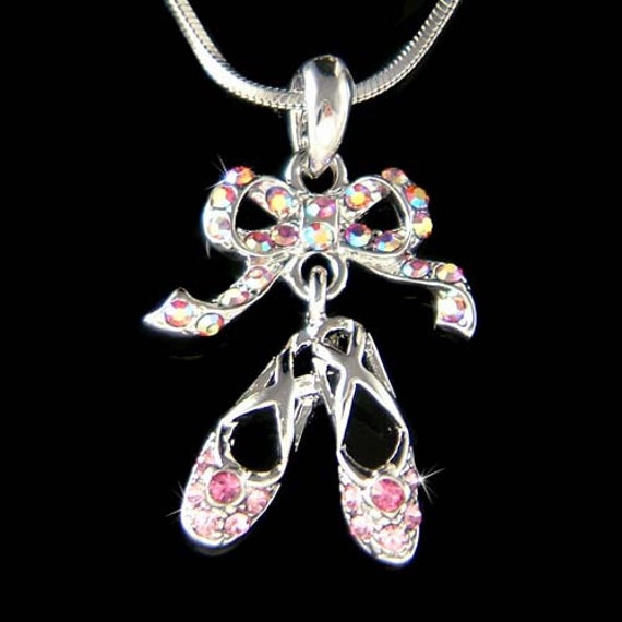 Zierliche Rosa Swarovski Kristall Ballerina Hausschuhe Ballett Tanz Schuhe Anhänger Halskette Weihnachten Geburtstag Geschenk Neu Fit European Charm von Kashuen