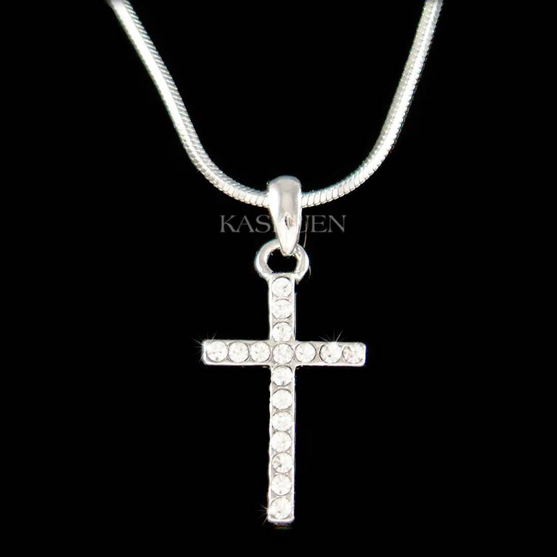 Zierliche Swarovski Kristall Einfache Kreuz Halskette Gott Herr Jesus Christus Religiöser Schmuck Weihnachten Vatertag 9 50 60 70 Geburtstag Geschenk von Kashuen