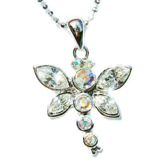 Zierliche Swarovski-Kristall-Halskette Mit Niedlicher Libelle, Brautschmuck, Hochzeitsschmuck, Weihnachten, 20., 30., 40. Geburtstag, Geschenk Für von Kashuen
