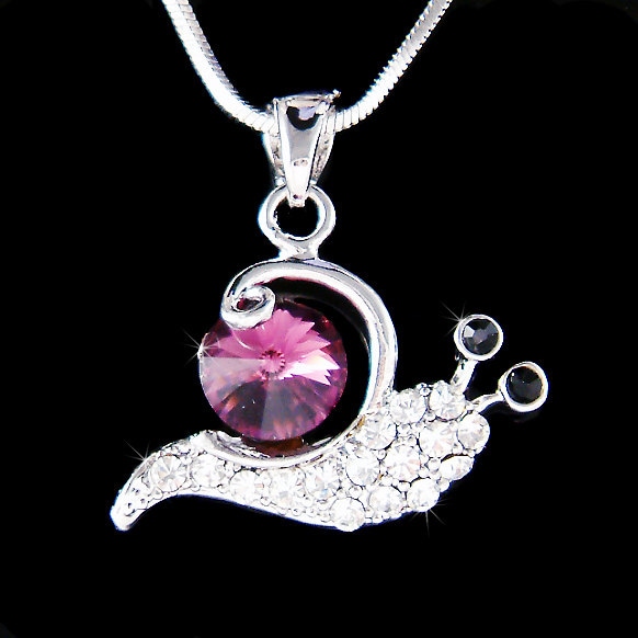 Zierliche Swarovski Kristall Lila Kleine Schnecke Halskette Slug Sea Garden Keychain Schmuck Netter Bester Freund Weihnachten 20.30.40 von Kashuen