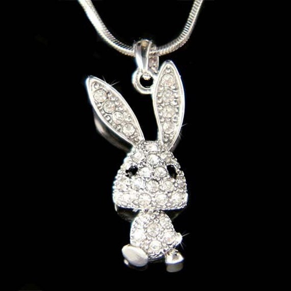 Zierliche Swarovski Kristall Nette Kleine Baumelnde Osterhase Kaninchen Hase Mädchen Schmuck Halskette Weihnachten Weihnachtsgeschenke 4 von Kashuen