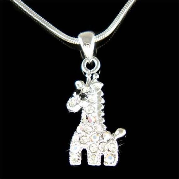 Zierliche Swarovski Kristall Niedliche Giraffe Halskette Safari Tier Charme Mädchen Anhänger Kette Schmuck Weihnachten 8. 9 Geburtstag Geschenke von Kashuen