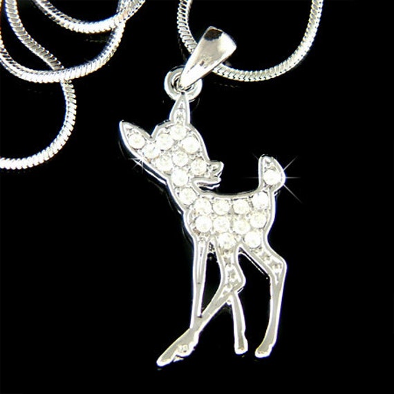 Bambi Hirsch Rehkitz Mit Swarovski Kristallen Charm Anhänger Kette Damen Halskette Schmuck Weihnachten Bester Freund 9.13.16 von Kashuen