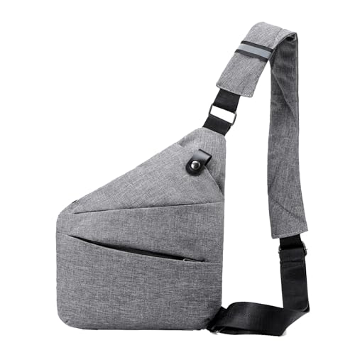 Anti Diebstahl Tasche Damen Diebstahlsichere Reisetasche Tasche Diebstahlsicher Brusttasche Sichere Tasche Anti Theft Travel Bag Flex Tasche Umhängetasche Bodybag Rechtshänder (Grau) von Kashyke